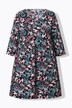 Robe en jersey motif cachemire, col tunisien et manches 3/4, coupe évasée