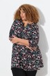 Robe en jersey motif cachemire, col tunisien et manches 3/4, coupe évasée