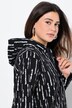 Dlouhá tepláková bunda, potisk, kapuce, dvoucestný zip
