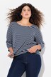 T-shirt rayé. Manches 3/4 et col rond. Coupe Classic