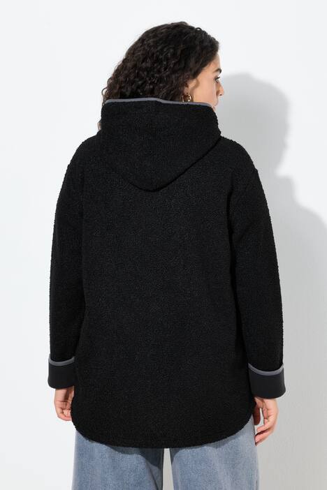Veste à capuche en polaire bouclée, poches zippées et doublure en polaire