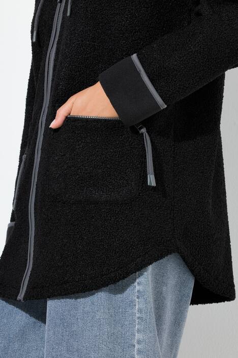 Veste à capuche en polaire bouclée, poches zippées et doublure en polaire
