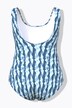 Maillot de bain sans bonnets souples. Passepoil et motif vagues. Matière recyclée