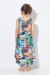 Robe de plage sans manches. Décolleté rond, imprimé coloré. Coupe évasée