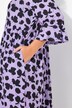 Robe en jersey coupe évasée, décolleté rond et manches 3/4 avec volants
