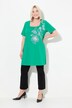 T-shirt long, imprimé floral de l'épaule jusqu'à la base, coupe évasée