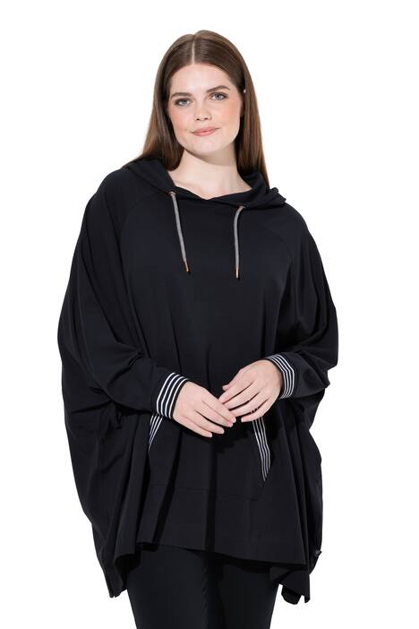 Domácí pončo, oversize, kapuce, dlouhé rukávy