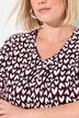 Camiseta, corazones, dobladillo asimétrico, escote en V, manga corta