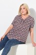 Camiseta, corazones, dobladillo asimétrico, escote en V, manga corta