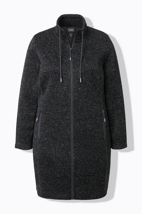 Veste en maille polaire, col montant et poches zippées, coupe plus longue