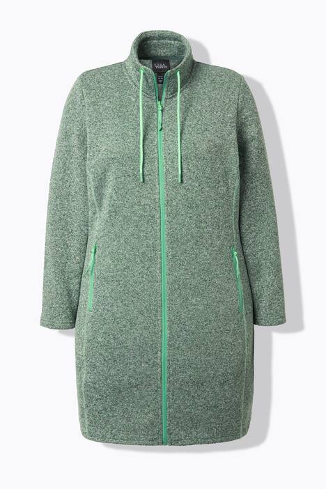 Veste en maille polaire, col montant et poches zippées, coupe plus longue