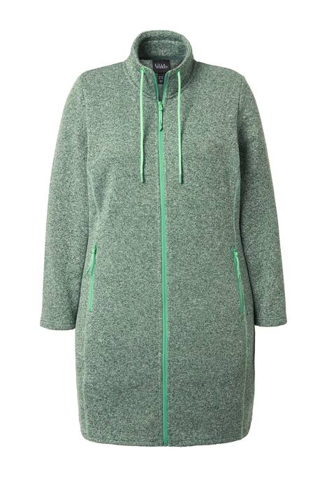 Bunda z pleteného flísu, stojáček, delší střih, kapsy na zip