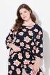 Pyjamasskjorte, oversized, rund hals, 3/4-ærmer, økologisk bomuld