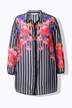 Blusa dal taglio svasato in chiffon con righe e fiori