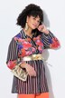Blusa dal taglio svasato in chiffon con righe e fiori