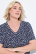 Pyjamastop, blomster, V-udskæring, korte ærmer
