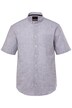 Košile JP1880, lněná směs, krátké rukávy, pruhy, malý límeček s knoflíky, Modern střih, do 8XL