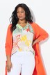 T-shirt au tombé fluide. Imprimé patchwork. Col V et manches 3/4. Coupe évasée
