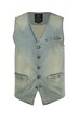 Džínová vesta JP1880, kolekce denim, výstřih do V, vintage vzhled, do 8XL