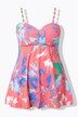 Badjurk, bloemen, zachte cups met beugel, stijlvolle bandjes