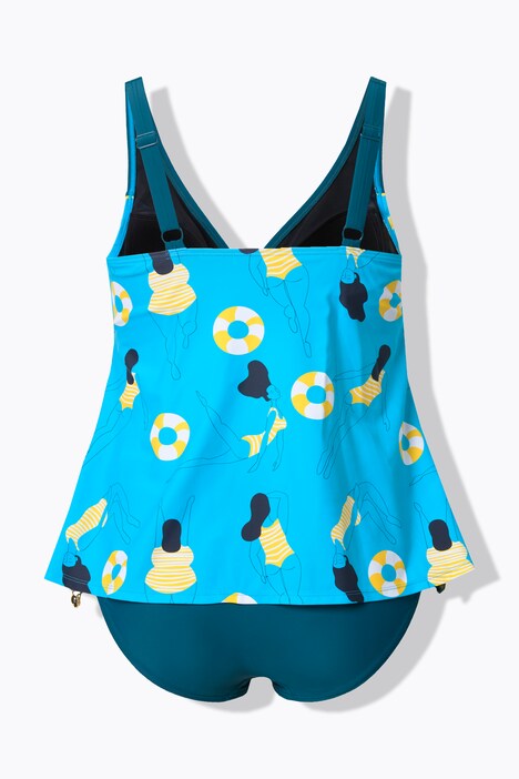 Tankini motif nageuses, coques souples et bretelles réglables