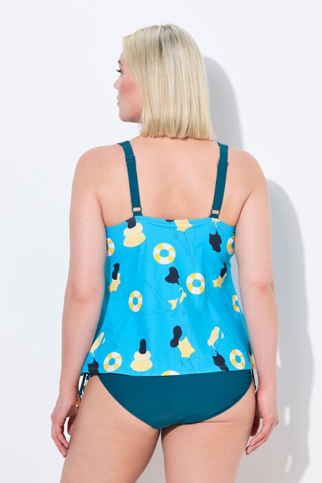 Tankini motif nageuses, coques souples et bretelles réglables
