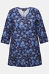 Longshirt, A-Linie, Blumenmuster, V-Ausschnitt