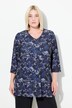 T-shirt long, motif all-over (intégral), coupe évasée et décolleté en V