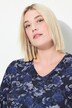 T-shirt long, motif all-over (intégral), coupe évasée et décolleté en V