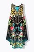 Robe de plage sans manches. Imprimé baroque. Encolure ronde. Coupe évasée