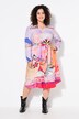 Vestido, forma en A, estampado por toda la prenda, manga larga