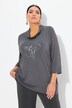 T-shirt avec imprimé métallique, col bénitier et manches 3/4