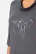 T-shirt avec imprimé métallique, col bénitier et manches 3/4