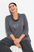 T-shirt avec imprimé métallique, col bénitier et manches 3/4
