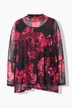 Net-bluse, oversized, mønster, uigennemsigtig top