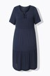 Jersey jurk, smock inzet, ronde hals, halflange klokmouwen