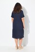 Jersey jurk, smock inzet, ronde hals, halflange klokmouwen