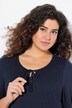 Jersey jurk, smock inzet, ronde hals, halflange klokmouwen