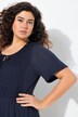 Jersey jurk, smock inzet, ronde hals, halflange klokmouwen