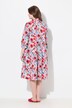 Robe chemisier imprimé coquelicots, col chemise et manches 3/4, coupe évasée