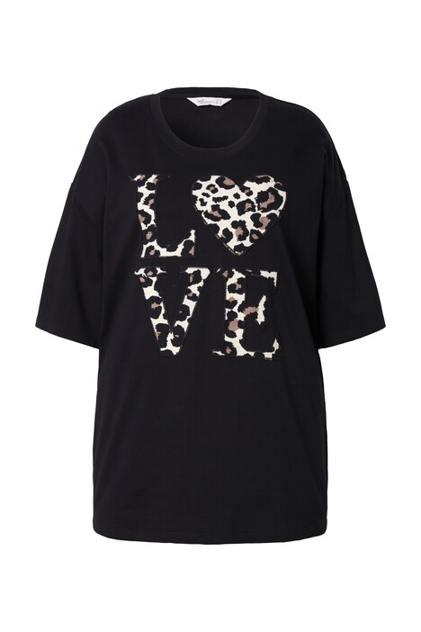 Tričko, oversize leopardí nápis LOVE
