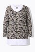 Maglione 2-in-1 dal taglio svasato con maglia fine a fiori e inserto a blusa