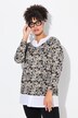 Maglione 2-in-1 dal taglio svasato con maglia fine a fiori e inserto a blusa
