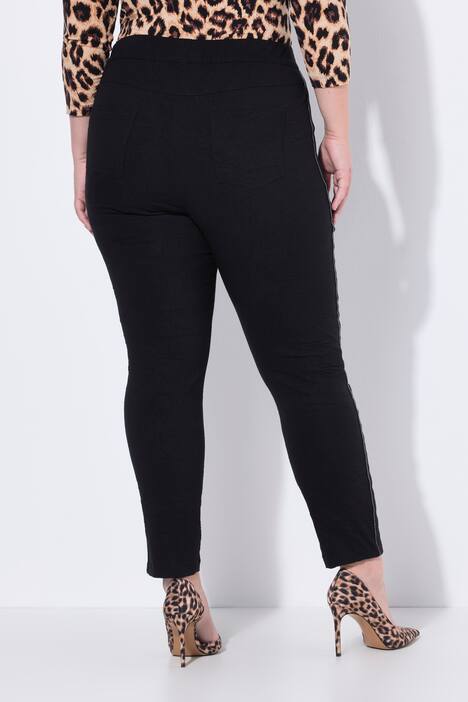 Broek, crincle-materiaal, zijstrepen, elastische tailleband
