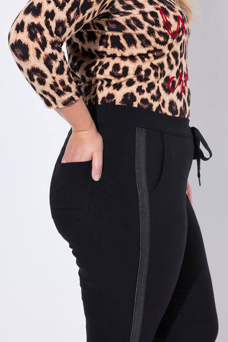 Broek, crincle-materiaal, zijstrepen, elastische tailleband