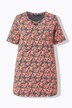 Cutout Floral Print Short Sleeve Knit Tunic