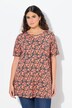 Cutout Floral Print Short Sleeve Knit Tunic