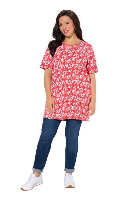 Tričko, ozdobné stuhy, výstřih do V, krátké rukávy