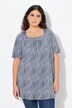 T-shirt long, motifs petits points, décolleté carré et manches courtes, coupe évasée
