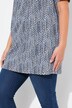 T-shirt long, motifs petits points, décolleté carré et manches courtes, coupe évasée